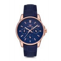 Ferro Navy Blue Leather Band Womens Wristwatch FM1905B-965-T