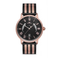 Ferro Black and Rose Mesh Strap Mens Wristwatch F11050C-1117-R2