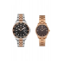 Ferro Rose Çelik Kordon Çift Kol Saati F11196A-FL21286A-C6