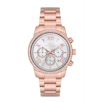 Ferro Rose Çelik Kordon Kadın Kol Saati FM41107A-C Tüm Fonksiyonlar Aktif 3 ATM Su Geçirmez