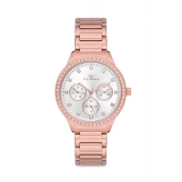 Ferro Rose Çelik Kordon Kadın Kol Saati FM21077A-C Tüm Fonksiyonları Aktif 3 ATM Su Geçirmez