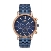 Ferro Lacivert Gümüş Çelik kordon Erkek Kol Saati FM3888A-T Tüm Fonksiyonlar Aktif 3 ATM Su Geçirmez