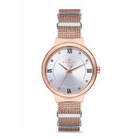 Ferro Rose and Silver Mesh Strap Womens Wristwatch F21070C-1135-C