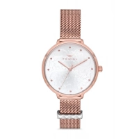 Ferro Rose Hasır Kordon Kadın Kol Saati F21087C-C 3ATM Su Geçirmez 2 Yıl Garantili HediyePaketli