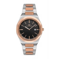 Ferro Rose ve Gümüş Çelik Kordon Erkek Kol Saati F40092A-E 3ATM Su Geçirmez 2 Yıl Garantili