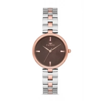 Ferro Rose ve Gümüş Çelik Kordon Kadın Kol Saati F21100A-E7