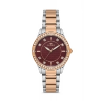 Ferro Rose ve Gümüş Çelik Kordon Kadın Kol Saati FL21501AWT-E8 3ATM Su Geçirmez 2 Yıl Garantili