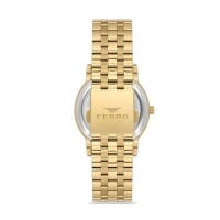 Ferro Sarı Çelik Kordon Erkek Kol Saati F11479AWT-B 3 ATM Su Geçirmez 2 Yıl Garantili Hediye Paketli