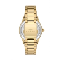 Ferro Sarı Çelik Kordon Erkek Kol Saati F31445A-B 3ATM Su Geçirmez 2 Yıl Garantili HediyePaketli