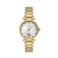 Ferro Sarı Celik Kordon kadın Kol Saati FL21469A-B 3ATM Su Geçirmez 2 Yıl Garantili HediyePaketli