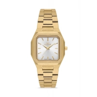 Ferro Sarı Çelik Kordon Kadın Kol Saati FL21482AWT-B 3ATM SuGeçirmez 2 Yıl Garantili HediyePaketli