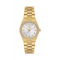 Ferro Sarı Çelik Kordon Kadın Kol Saati FL21518AWT-B 3ATM Su Geçirmez 2 Yıl Garantili HediyePaketli