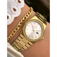 Ferro Sarı Çelik Kordon Kadın Kol Saati FL21596AWT-B 3ATM Su Geçirmez 2 Yıl Garantili HediyePaketli