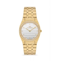 Ferro Sarı Çelik Kordon Kadın Kol Saati FL43003A-B 3ATM Su Geçirmez 2 Yıl Garantili HediyePaketli