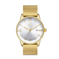 Ferro Sarı Hasır Kordon Erkek Kol Saati F11182C-B 3 ATM Su Geçirmez 2 Yıl Garantili Hediye Paketli