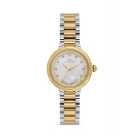 Ferro Sarı ve Gümüş Çelik Kordon Kadın Kol Saati FL21493A-D 3ATM Su Geçirmez 2 Yıl Garantili