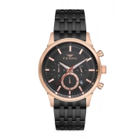 Ferro Siyah Çelik Kordon Erkek Kol Saati FM40089A-04 Tüm Fonksiyonlar Aktif 3 ATM Su Geçirmez