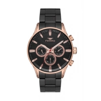 Ferro Siyah Çelik Kordon Erkek Kol Saati FM11180A-R Fonksiyonları Aktif 3ATM SuGeçirmez HediyePaket