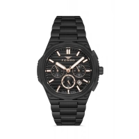 Ferro Siyah Çelik Kordon Erkek Kol Saati FM11499A-G Fonksiyonları Aktif 3ATM Su Geçirmez HediyePaket