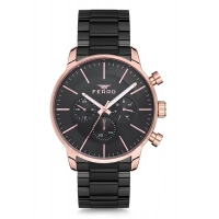 Ferro Siyah Çelik Kordon Erkek Kol Saati FM1774A-R Tüm Fonksiyonları Aktif 3 ATM Su Geçirmez