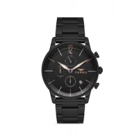 Ferro Siyah Çelik Kordon Erkek Kol Saati FM31039A-G Tüm Fonksiyonları Aktif 3 ATM Su Geçirmez