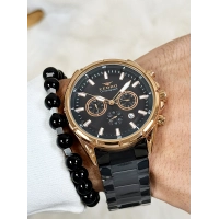 Ferro Siyah Çelik Kordon Erkek Kol Saati FM31291A-R Tüm Fonksiyonları Aktif 3 ATM Su Geçirmez