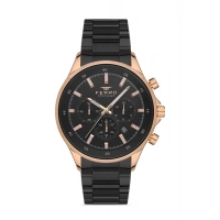 Ferro Siyah Çelik Kordon Erkek Kol Saati FM31299A-R Tüm Fonksiyonları Aktif 3 ATM Su Geçirmez