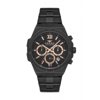 Ferro Siyah Çelik Kordon Erkek Kol Saati FM31356A-G Tüm Fonksiyonları Aktif 3 ATM Su Geçirmez