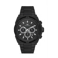 Ferro Siyah Çelik Kordon Erkek Kol Saati FM31397A-G Tüm Fonksiyonlar Aktif 3 ATM Su Geçirmez