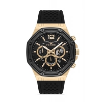 Ferro Siyah Çelik Kordon Erkek Kol Saati FM31398A-N2 Tüm Fonksiyonlar Aktif 3 ATM Su Geçirmez