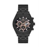 Ferro Siyah Çelik Kordon Erkek Kol Saati FM31439A-G Tüm Fonksiyonlar Aktif 3 ATM Su Geçirmez