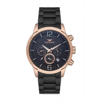 Ferro Siyah Çelik Kordon Erkek Kol Saati FM31916A-R Tüm Fonksiyonlar Aktif 3 ATM Su Geçirmez