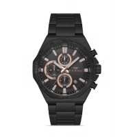 Ferro Siyah Çelik Kordon Erkek Kol Saati FM41110A-G Tüm Fonksiyonlar Aktif 3 ATM Su Geçirmez