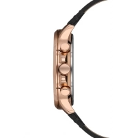 Ferro Siyah Deri Kordon Erkek Kol Saati FM11146B-R Fonksiyonları Aktif 3ATM SuGeçirmez HediyePaketli