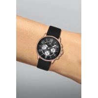 Ferro Siyah Deri Kordon Erkek Kol Saati FM11146B-R Fonksiyonları Aktif 3ATM SuGeçirmez HediyePaketli