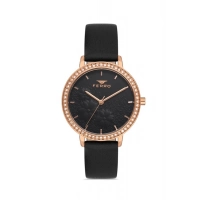 Ferro Black Leather Band Womens Wristwatch FL21242B-R