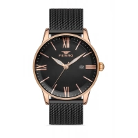 Ferro Siyah Hasır Kordon Erkek Kol Saati F11182C-R 3 ATM Su Geçirmez 2 Yıl Garantili HediyePaketli