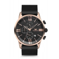 Ferro Black Mesh Strap Mens Wristwatch FM1536C-R