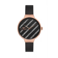 Ferro Siyah Hasır Kordon Kadın Kol Saati F21153C-R 3ATM Su Geçirmez 2 Yıl Garantili HediyePaketli