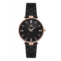 Ferro Siyah Hasır Kordon Kadın Kol Saati F2992A-1120-R 3ATM Su Geçirmez 2 Yıl Garantili