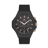 Ferro Siyah Silikon Kordon Erkek Kol Saati FM31348D-G Tüm Fonksiyonları Aktif 3 ATM Su Geçirmez