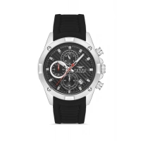 Ferro Siyah Silikon Kordon Erkek Kol Saati FM31361D-J2 Tüm Fonksiyonları Aktif 3 ATM Su Geçirmez