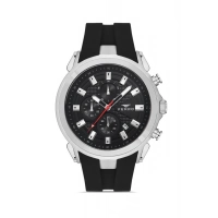 Ferro Siyah Silikon Kordon Erkek Kol Saati FM31402D-J4 Tüm Fonksiyonlar Aktif 3 ATM Su Geçirmez