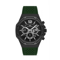Ferro Yeşil Çelik Kordon Erkek Kol Saati FM31398A-ZQ2 Tüm Fonksiyonlar Aktif 3 ATM Su Geçirmez