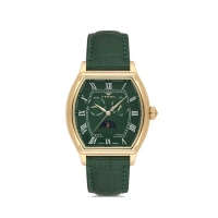 Ferro Yeşil Deri Kordon Erkek Kol Saati FM40125B-N10 Tüm Fonksiyonlar Aktif 3 ATM Su Geçirmez