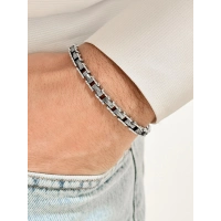 Gümüş ve Füme Çelik ve Seramik Erkek Bileklik FRJ10130A-J 2 Yıl Garantili Hediye Paketli