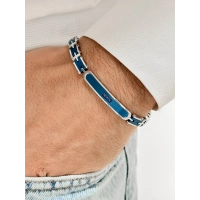 Gümüş ve Lacivert Çelik Erkek Bileklik FRJ10111A-L 2 Yıl Garantili Hediye Paketli