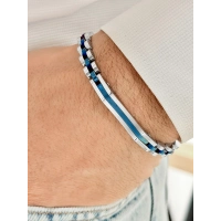 Gümüş ve Lacivert Çelik Erkek Bileklik FRJ10126A-L 2 Yıl Garantili Hediye Paketli