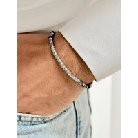 Gümüş ve Lacivert Çelik Erkek Bileklik FRJ10151A-L 2 Yıl Garantili Hediye Paketli