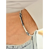 Gümüş ve Siyah Çelik Erkek Bileklik FRJ10102A-J 2 Yıl Garantili Hediye Paketli